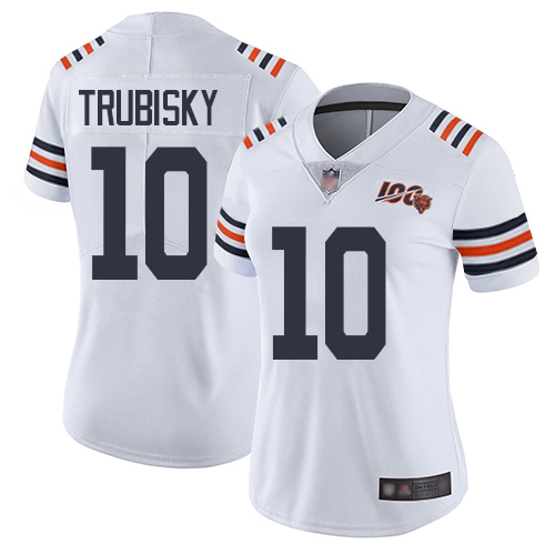 Women Chicago Bears #10 Trubisky White 100th Anniversary Nike Vapor Untouchable Player NFL Jerseys->chicago bears->NFL Jersey